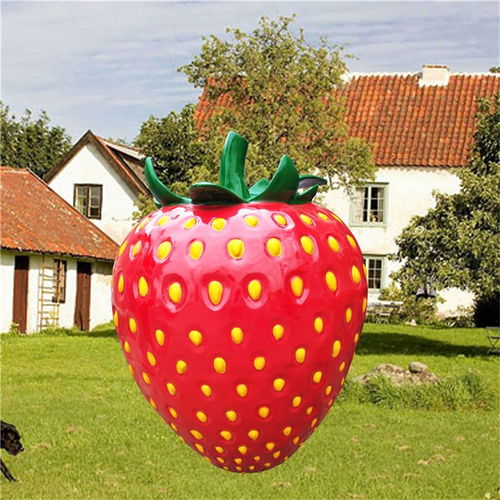 玻璃钢草莓雕塑 玻璃钢仿真草莓雕塑 水果雕塑 园林景观雕塑